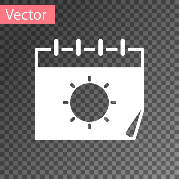 Calendario Blanco Icono Del Sol Aislados Sobre Fondo Transparente Evento — Vector de stock