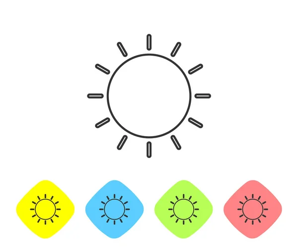 Icono Sol Línea Gris Aislado Sobre Fondo Blanco Símbolo Verano — Archivo Imágenes Vectoriales