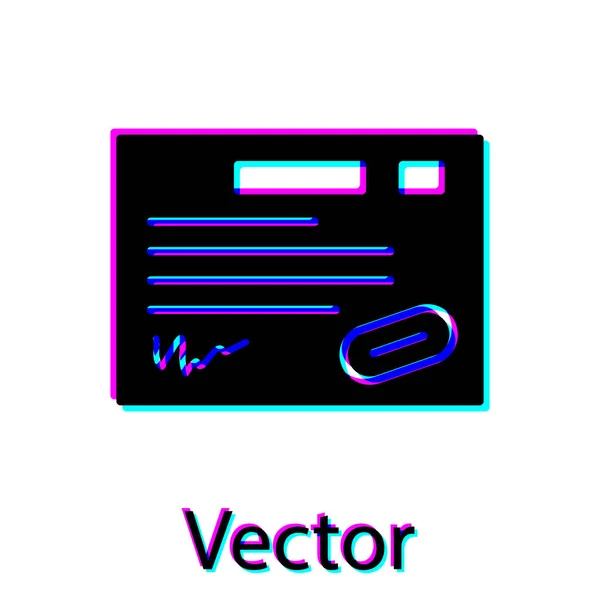 Ikona Šablony Černého Záručního Listu Izolovaná Bílém Pozadí Vektorová Ilustrace — Stockový vektor