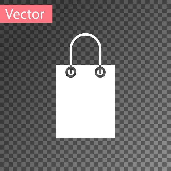 Icono Bolsa Compras White Paper Aislado Sobre Fondo Transparente Firma — Vector de stock