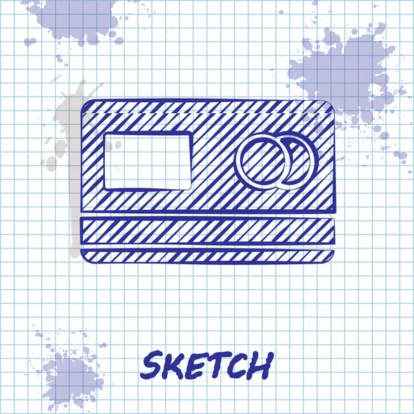 Sketch Line Ícone Cartão Crédito Isolado Fundo Branco Pagamento Online —  Vetores de Stock