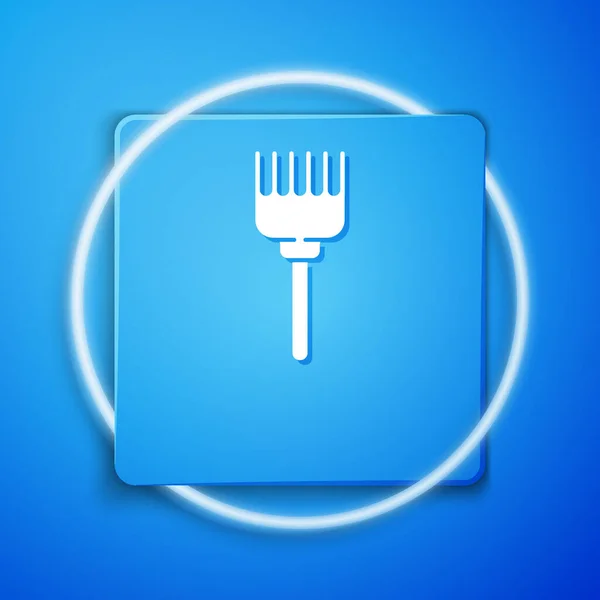 White Hairbrush Icon Isolated Blue Background Comb Hair Sign Barber — Stock Vector