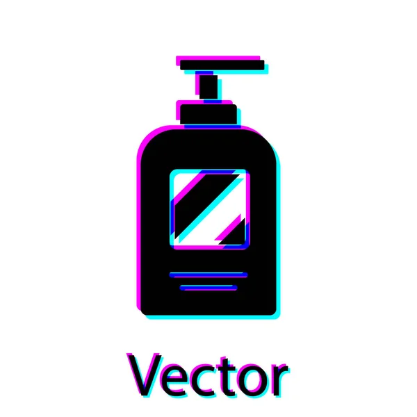 Bouteille Noire Shampooing Icône Isolée Sur Fond Blanc Illustration Vectorielle — Image vectorielle
