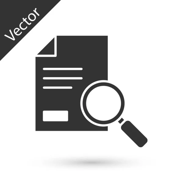 Documento Gris Con Icono Búsqueda Aislado Sobre Fondo Blanco Icono — Vector de stock