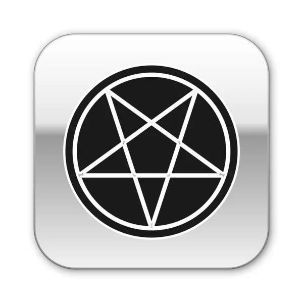 Zwart Pentagram Een Cirkel Pictogram Geïsoleerd Witte Achtergrond Magisch Occult — Stockvector