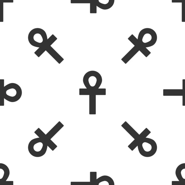 Grey Cross Ankh Icon Isolated Seamless Pattern White Background Vector — Stock Vector