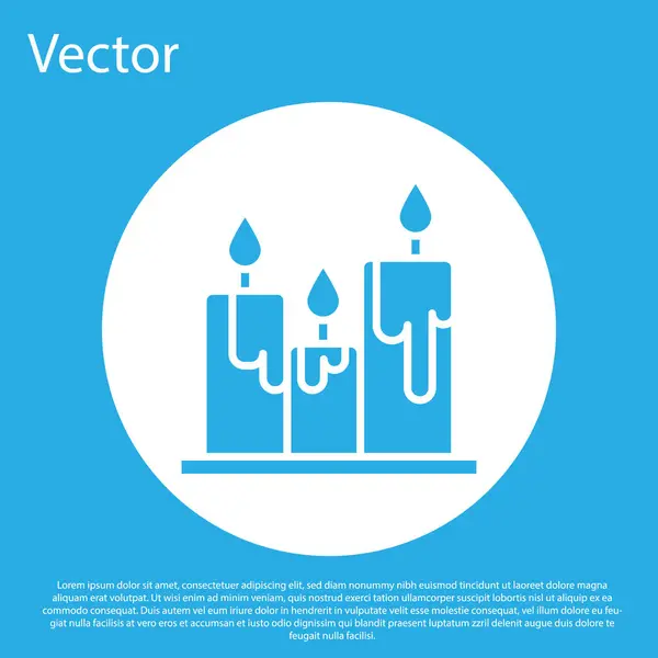 Blue Burning Candles Icono Aislado Sobre Fondo Azul Vara Cilíndrica — Vector de stock