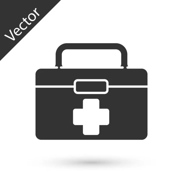 Grey First Aid Kit Icon Isolated White Background Medical Box — Stock Vector