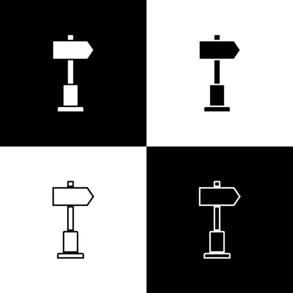 Verkehrszeichen Setzen Wegweiser Symbol Isoliert Auf Schwarz Weißem Hintergrund Zeigersymbol — Stockvektor
