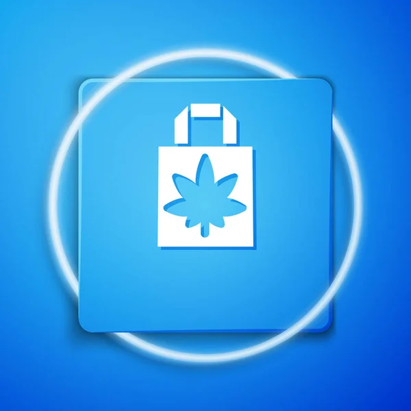 Sac Papier Blanc Shopping Marijuana Médicale Icône Feuille Cannabis Isolé — Image vectorielle