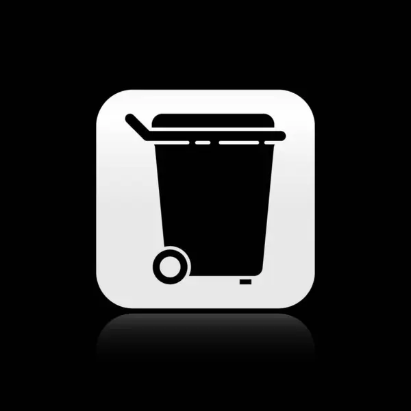 Black Trash Can Icon Isolated Black Background Garbage Bin Sign — 스톡 벡터