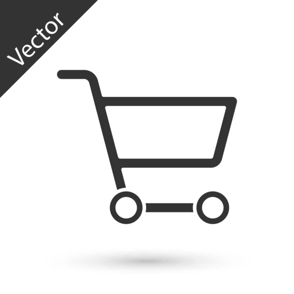 Icono Gris Carrito Compras Aislado Sobre Fondo Blanco Concepto Compra — Archivo Imágenes Vectoriales