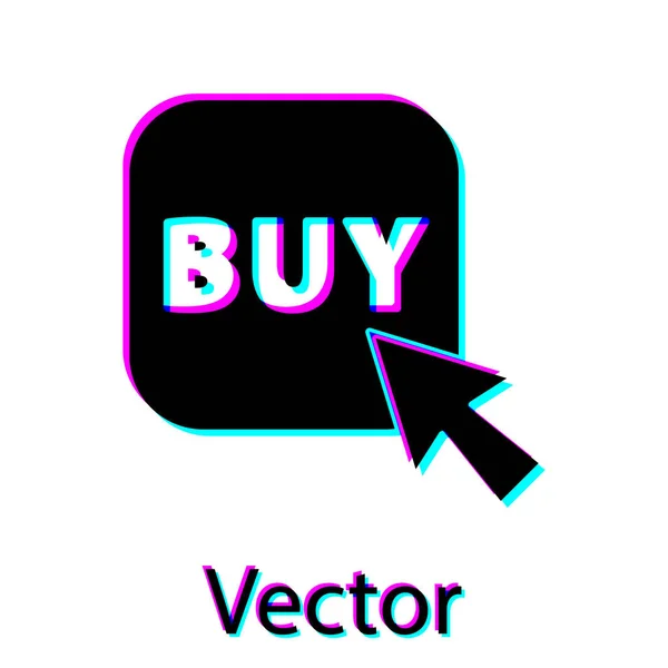 Black Buy Button Icon Isolated White Background Vector Illustration — ストックベクタ