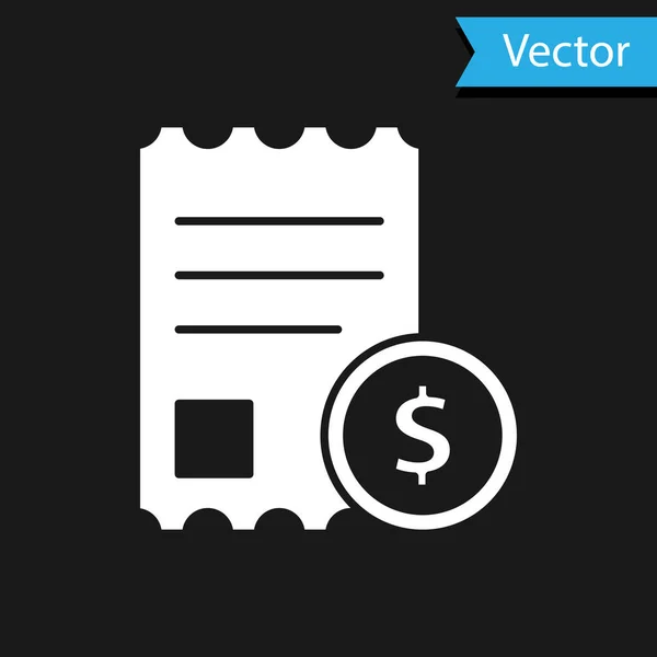 White Paper Check Ícone Verificação Financeira Isolado Fundo Preto Verificação — Vetor de Stock