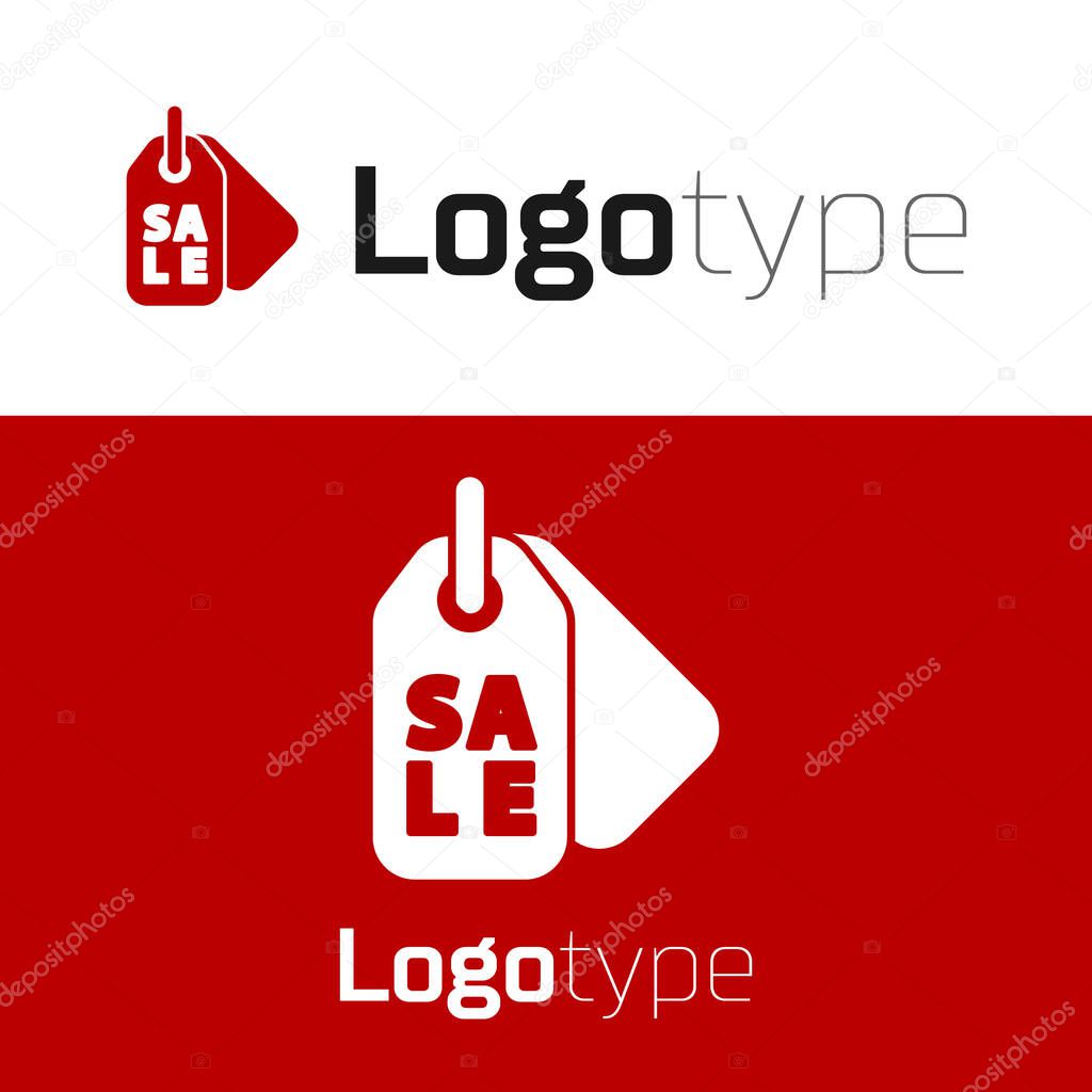 Red Price tag with an inscription Sale icon isolated on white background. Badge for price. Promo tag discount. Logo design template element. Vector Illustration