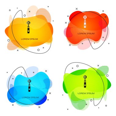 Beyaz arkaplanda siyah elektrikli diş fırçası simgesi izole edildi. Tıbbi alet. Sıvı şekilli soyut pankart. Vektör İllüstrasyonu