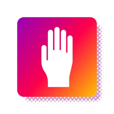 Beyaz arka planda izole edilmiş beyaz tıbbi kauçuk eldiven ikonu. Koruyucu lastik eldivenler. Kare renk düğmesi. Vektör İllüstrasyonu