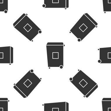 Gri Çöp kutusu simgesi beyaz arka planda izole edilmiş kusursuz desen. Çöp kutusu tabelası. Sepet simgesini geri dönüştür. Ofis çöpü ikonu. Vektör İllüstrasyonu