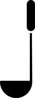 Siyah Mutfak kepçe simgesi beyaz arkaplanda izole edildi. Mutfak aletleri. Çatal kaşık tabelası. Vektör İllüstrasyonu