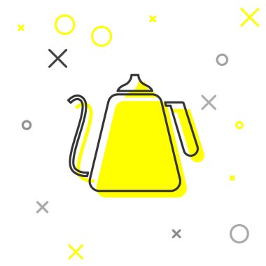 Gri çizgili Kettle beyaz arka planda ikon izole edilmiş. Çaydanlık ikonu. Vektör İllüstrasyonu