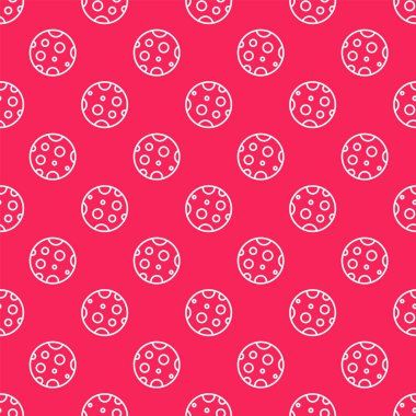 Beyaz çizgi Ay simgesi, kırmızı arkaplanda pürüzsüz desen izole etti. Vektör İllüstrasyonu