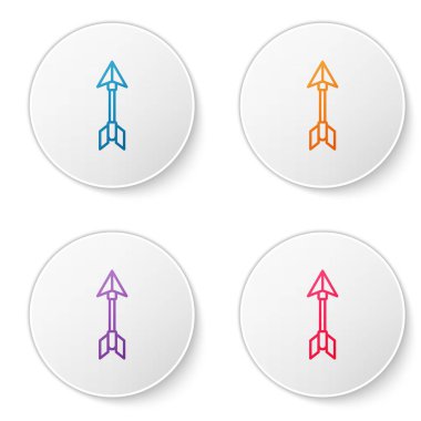 Beyaz arkaplanda izole edilmiş renk çizgisi Hippi ok simgesi. Simgeleri daire düğmelerine ayır. Vektör İllüstrasyonu