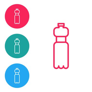 Beyaz arka planda izole edilmiş kırmızı çizgi üzerindeki su ikonu. Soda su içme tabelası. Simgeleri daire düğmelerine ayır. Vektör İllüstrasyonu