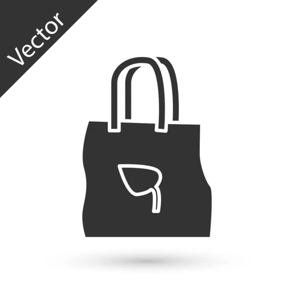 Bolsa Compras Papel Gris Con Icono Reciclaje Aislado Sobre Fondo — Vector de stock