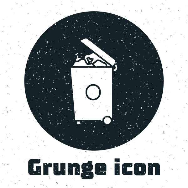 Papelera Grunge Puede Icono Aislado Sobre Fondo Blanco Cartel Basura — Vector de stock