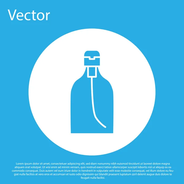Blaue Flasche Flüssige Antibakterielle Seife Mit Spendersymbol Auf Blauem Hintergrund — Stockvektor