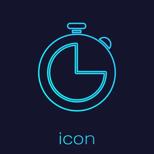 Turquoise Line Kitchen Timer Icon Isolated Blue Background Cooking Utensil — Stok Vektör