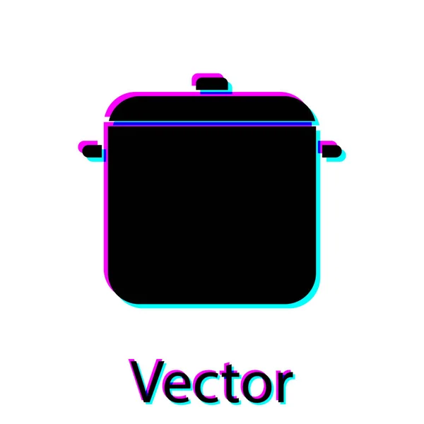 Icono Olla Cocina Negra Aislado Sobre Fondo Blanco Hervir Guisar — Vector de stock