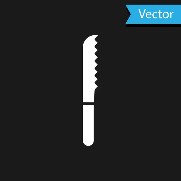 黒の背景に隔離されたホワイトブレッドナイフアイコン かわいいシンボル ベクターイラスト — ストックベクタ