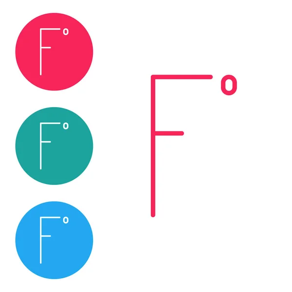 Ícone Fahrenheit Linha Vermelha Isolado Fundo Branco Definir Ícones Botões —  Vetores de Stock