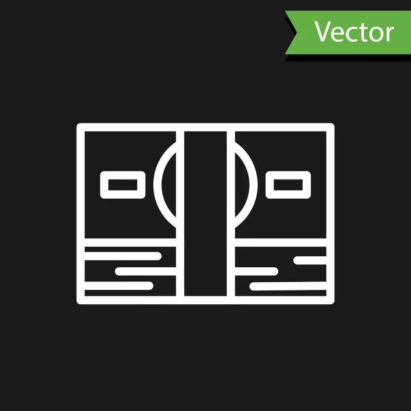 Белая Линия Стопки Бумажных Денег Значок Выделен Черном Фоне Пачки — стоковый вектор