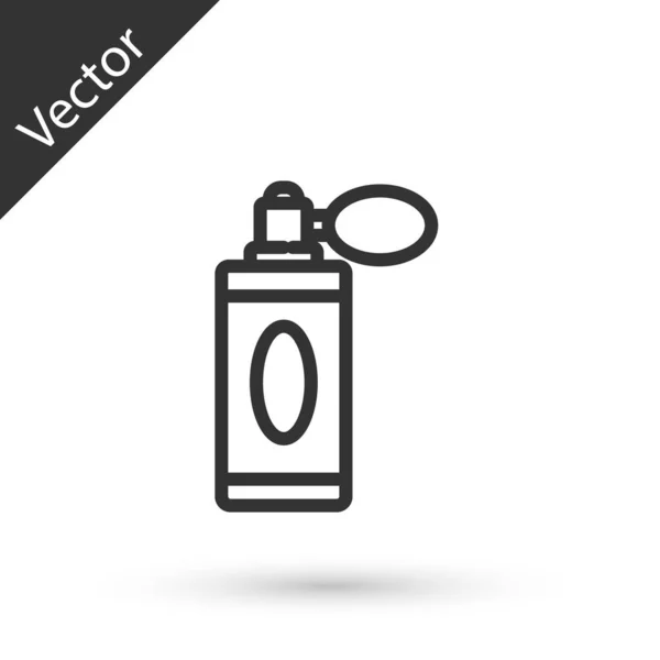 Grijze Lijn Aftershave Fles Met Verstuiver Pictogram Geïsoleerd Witte Achtergrond — Stockvector