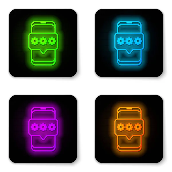 Ragyogó Neon Vonal Mobil Jelszóvédelem Ikon Elszigetelt Fehér Alapon Biztonság — Stock Vector