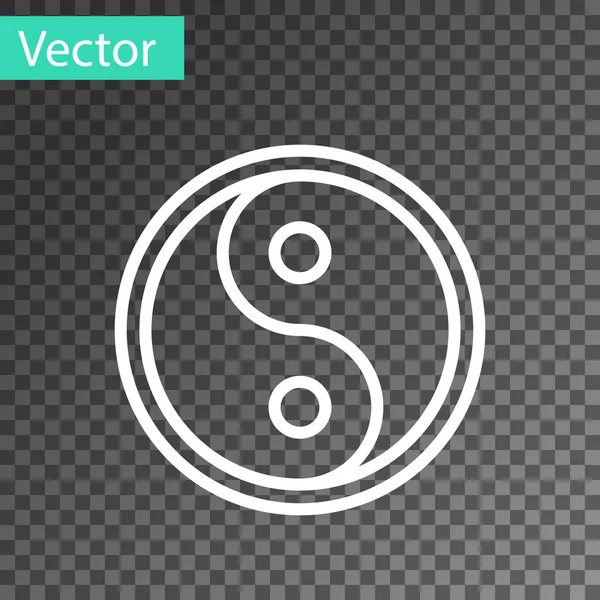 Línea Blanca Yin Yang Símbolo Armonía Equilibrio Icono Aislado Sobre — Vector de stock