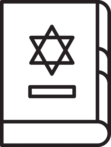 Icono Libro Torá Judía Línea Negra Aislado Sobre Fondo Blanco — Vector de stock