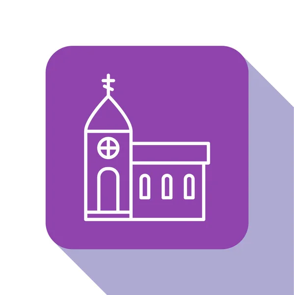 화이트 교회의 아이콘은 배경에서 분리되었다 기독교 교회의 보라색 사기적 — 스톡 벡터