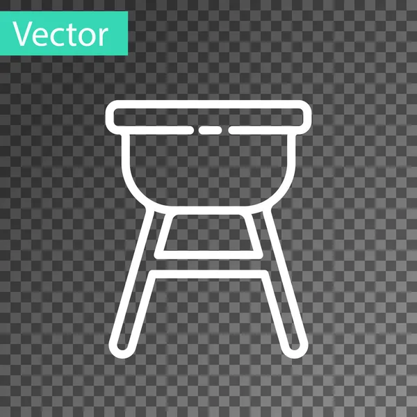 Weiße Linie Grill Symbol Isoliert Auf Transparentem Hintergrund Grillparty Vektorillustration — Stockvektor