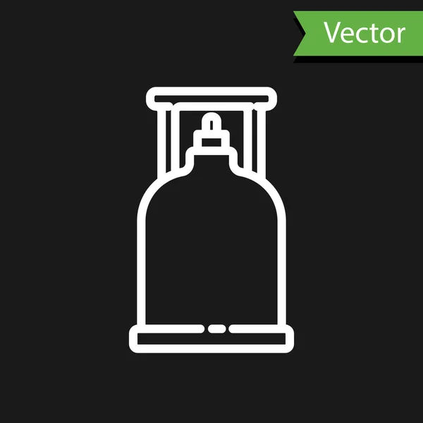 Linha Branca Ícone Fogão Gás Camping Isolado Fundo Preto Queimador — Vetor de Stock