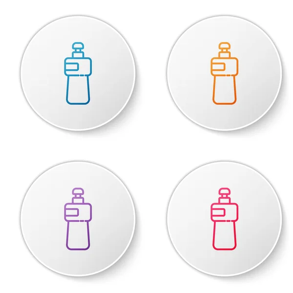 Color Line Dishwashing Liquid Bottle Icon Isolated White Background Liquid — Stock Vector