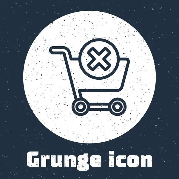 Grunge Line Remover Ícone Carrinho Compras Isolado Fundo Cinza Conceito — Vetor de Stock