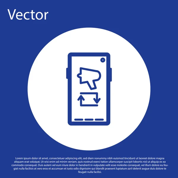 Blue Line Verbreitete Das Wort Megafon Auf Handy Symbol Isoliert — Stockvektor