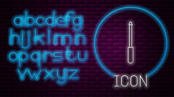 Ragyogó Neon Vonal Kés Élező Ikon Elszigetelt Téglafal Háttér Neonfény — Stock Vector