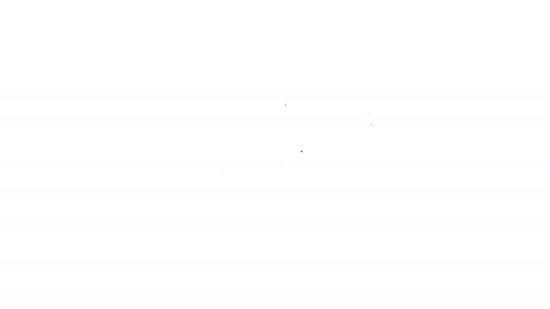 Schwarze Linie Müdigkeit Symbol isoliert auf weißem Hintergrund. Keine Energie. Stresssymptom. Negativer Raum. 4K Video Motion Grafik Animation — Stockvideo