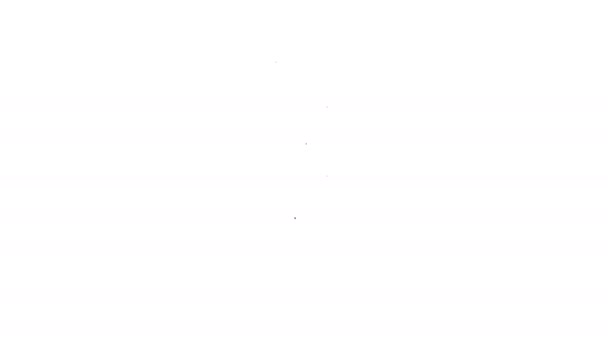 Línea negra Tubo de ensayo y matraz químico icono de prueba de laboratorio aislado sobre fondo blanco. Signo de cristalería del laboratorio. Animación gráfica de vídeo 4K — Vídeos de Stock