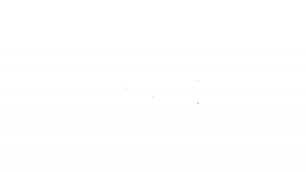 Línea negra Icono del volante aislado sobre fondo blanco. Icono de rueda de coche. Animación gráfica de vídeo 4K — Vídeo de stock