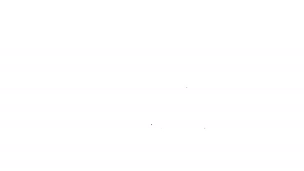 Черная линия макияж порошок с зеркалом значок изолирован на белом фоне. Видеографическая анимация 4K — стоковое видео